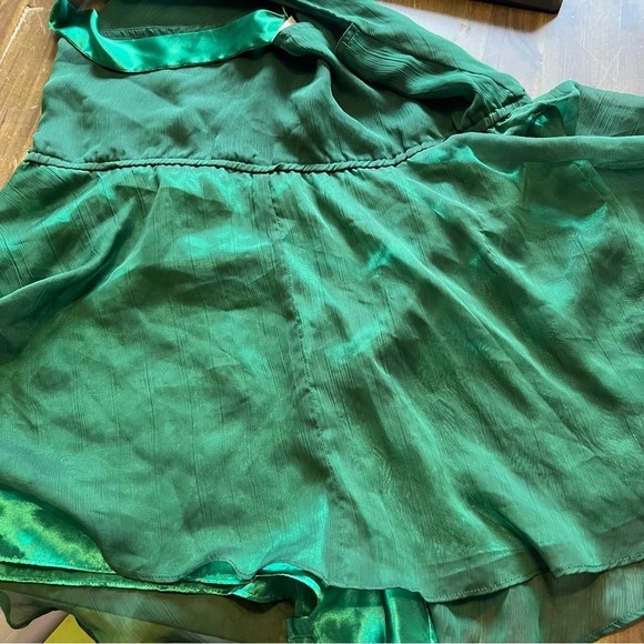 Victoria's Secret Gold Label Emerald Green Slip Chemis  Built in Shorts Sheer L - Picture 5 of 13
